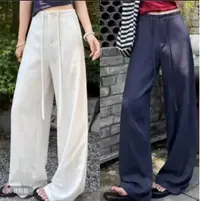 【带内衬+运险】白色天丝亚麻阔腿裤女夏薄款透气休闲裤老钱垂感