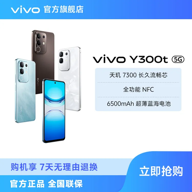 【中秋特惠】vivo Y300t 智能手机 6500mAh超薄蓝海电池