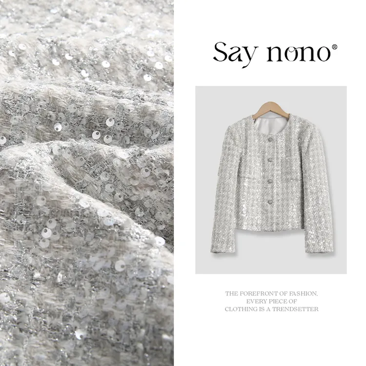 懒猫nono│Saynono 圆领小香风重工珠片短外套/BLXF599609