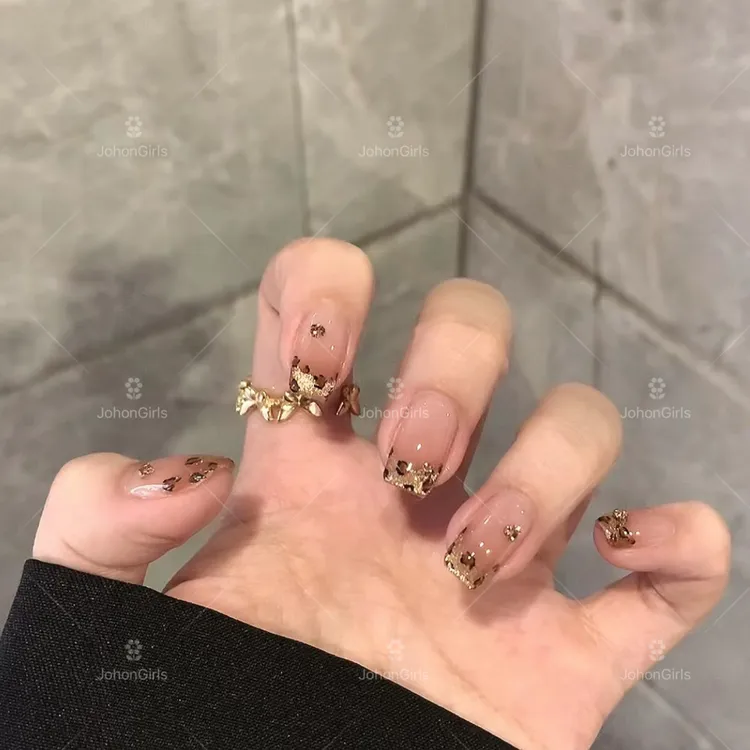 JohonGirls'/琴岛小嫚【香槟豹纹】纯手工美甲贴片甜酷风穿戴甲显白
