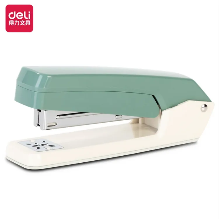 得力可旋转订书机学生用订书器大容量学习办公更金属拉杆设计便捷