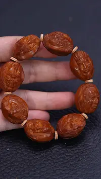 【闪购商品】橄榄核其他回血天鹰本工双面浮雕蜀国七雄手串