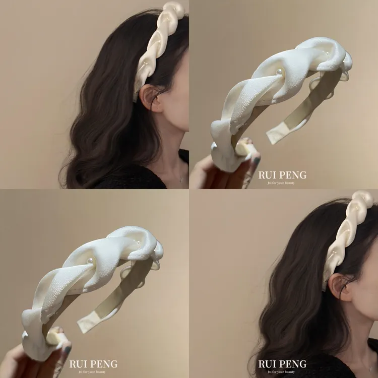 韩版小香风麻花珍珠褶皱发箍气质优雅小众头箍女2025新款高级感