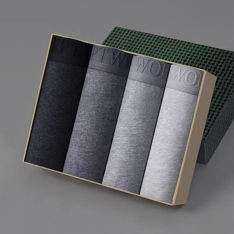 男士棉质透气四角平角内裤大码舒适运动款纯色