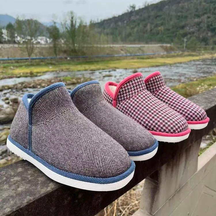 扁担羊毛棉鞋 冬季保暖防滑中老年人防寒零下可穿