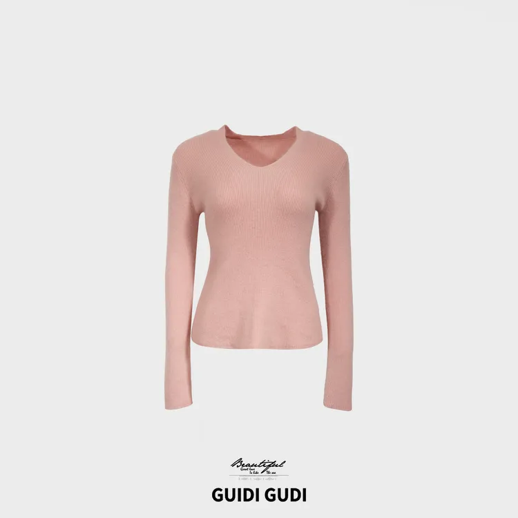 GUIDI GUDI【暖意成歌】韩系慵懒气质显瘦长袖毛衣/黄加蓝
