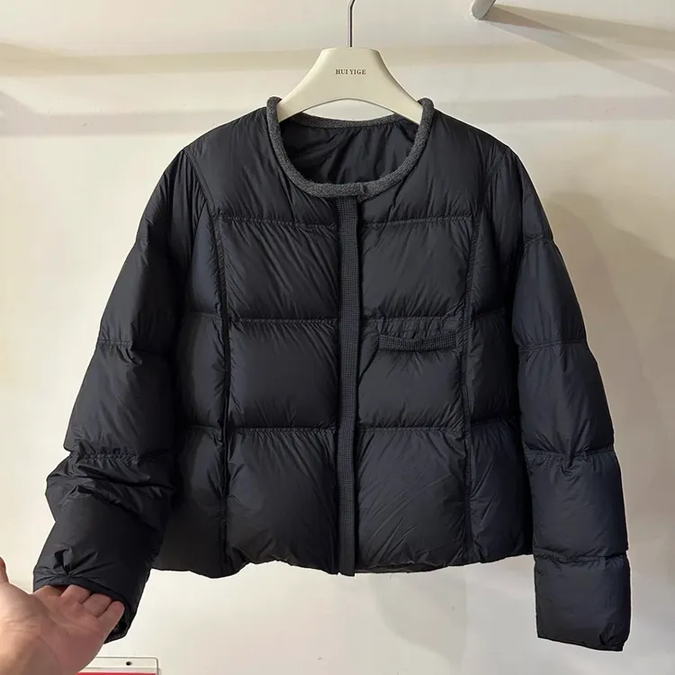 2025冬季高级感圆领白鸭绒羽绒服女装爆款时尚洋气保暖短款外套