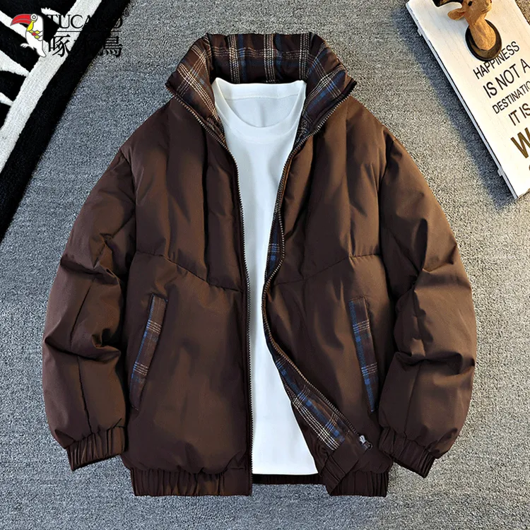 啄木鸟2025冬季加绒加厚棉服男士新款保暖立领面包服棉袄休闲外套