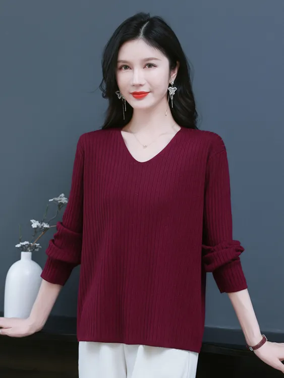 【秋米奴】热卖宽松大码针织衫爆款秋冬洋气减龄上衣百搭时尚打底衫