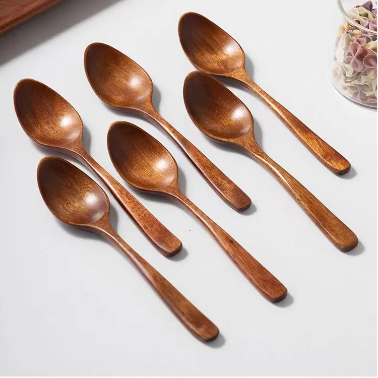 木头勺子吃饭用家用长柄木质勺干饭盛汤吃播嗦粉日式拉面小勺