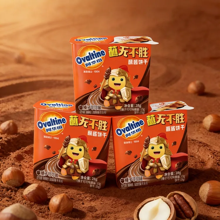 阿华田可脆了榛子可可蘸酱饼干巧克力儿童休闲零食盒装28g小零食