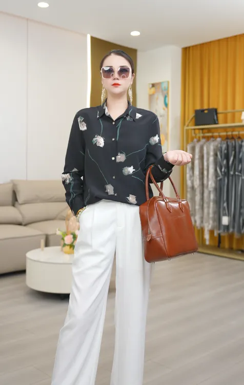 【宸慕】新款秋季衬衫翻领重磅桑蚕丝长袖25755