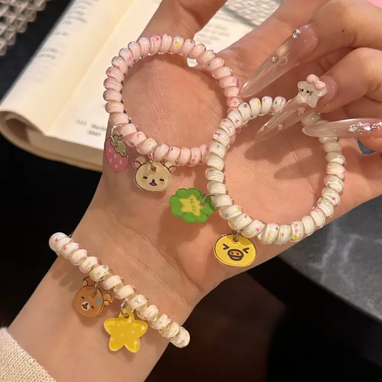 可爱小黄鸡轻松熊发圈软萌卡通少女百搭扎头高弹力无痕电话线发绳