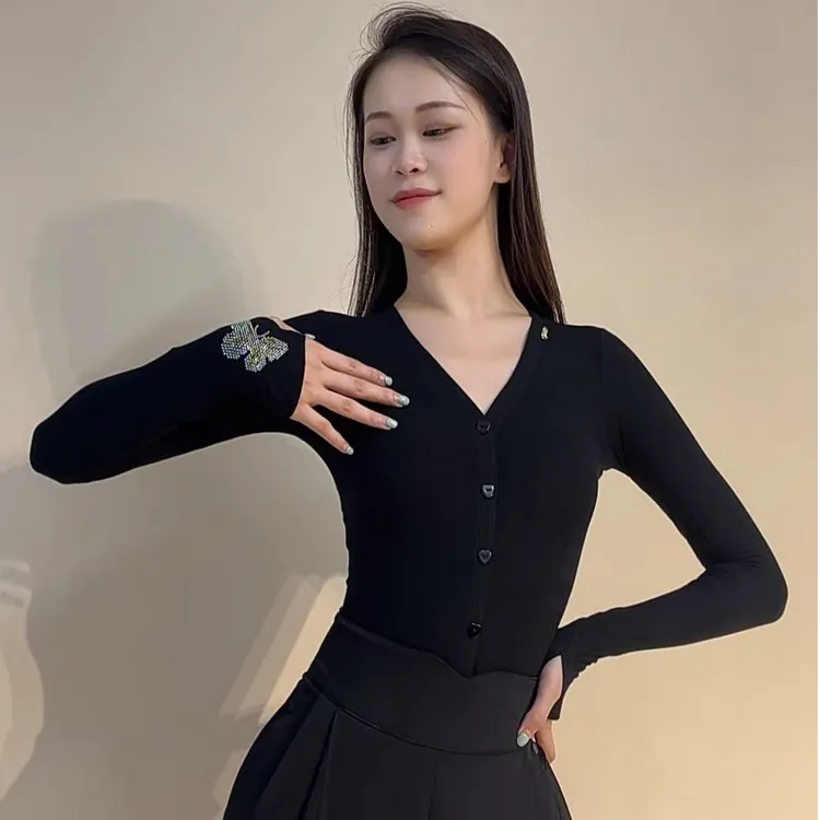 YRSS舞服♥蝶恋花美拉德长袖款进口立体软绵长袖上衣(连体无胸垫）