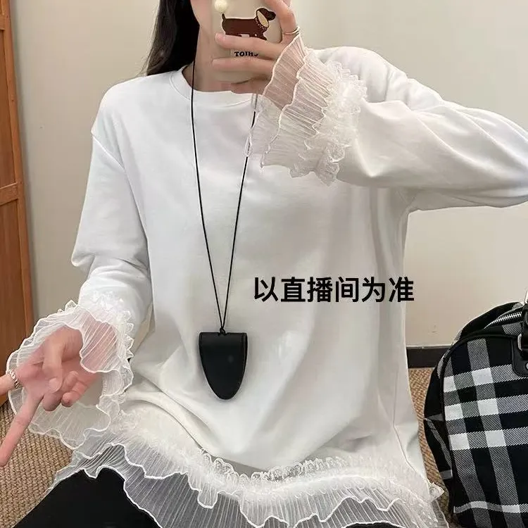 春季新款欧货爆款蕾丝拼接卫衣裙