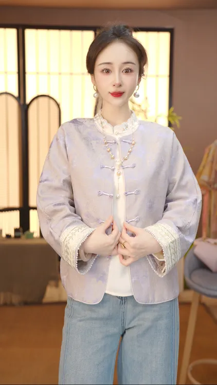 新中式提花外套2025秋款精致百搭上衣FB2509081