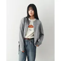 章鱼家【绞花LOGO】休闲宽松针织衫长袖百搭单排扣开衫octopusme