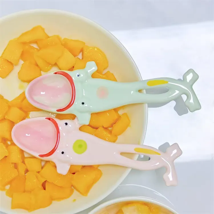 青蛙勺子陶瓷长柄家用丑萌蛤蟆勺吃饭喝汤甜品勺另类可爱调羹汤勺