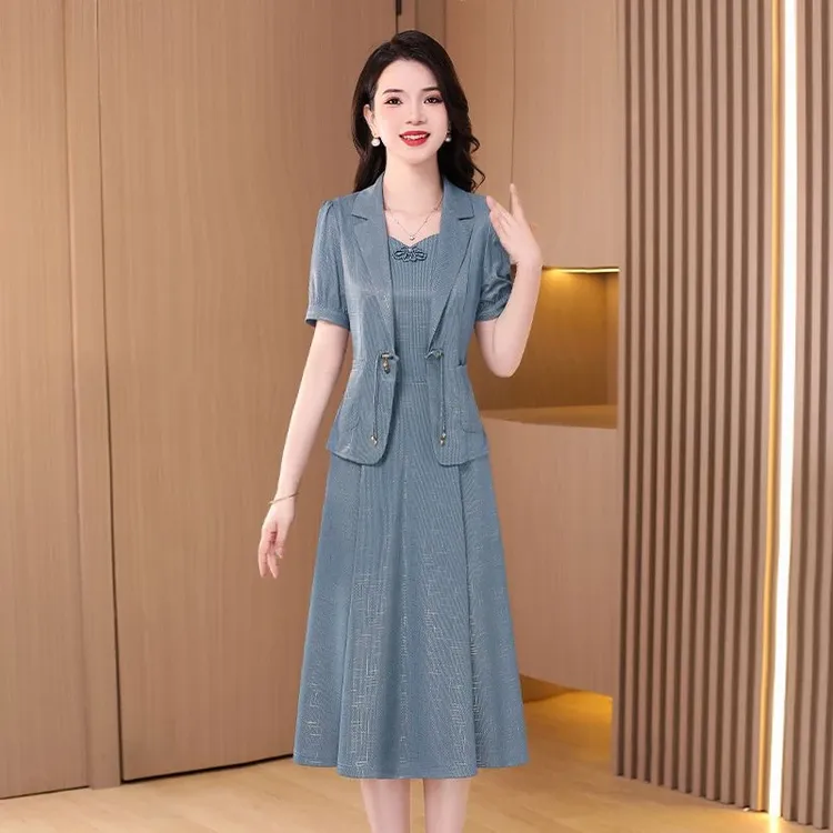 【可蓓儿】品牌新中式冰丝气质连衣裙2025新款夏今年流行爆款两件套