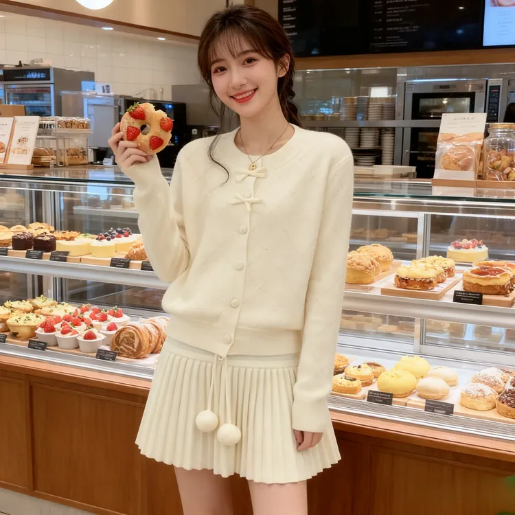 大码女装120斤到200斤高端慵懒风蝴蝶结针织小香风外套开衫女秋冬