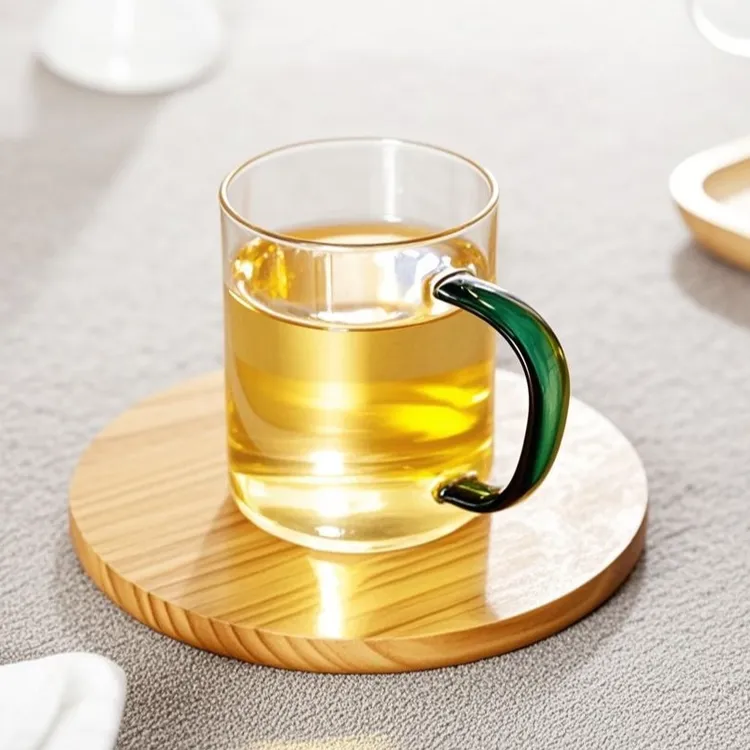 透明玻璃杯耐高温家用办公室绿茶杯手柄款高档杯子啤酒杯喝水杯