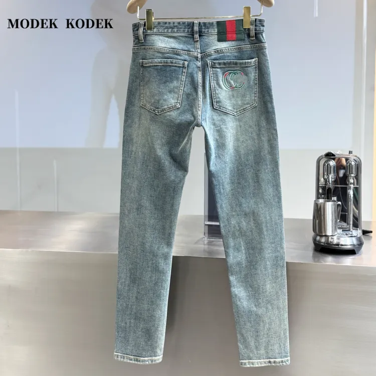 MODEK KODEK秋冬新款男士时尚复古长裤高品质潮牌修身小脚牛仔裤