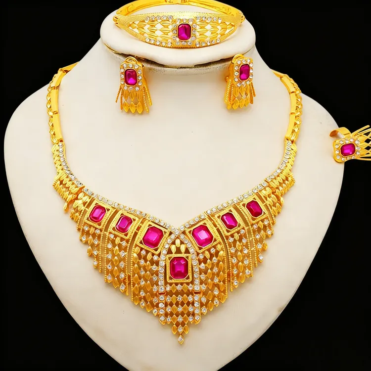 铜合金项链 【古米】4/52中东迪拜奢华四件套装首饰 轻奢气质精美