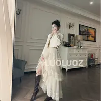 【现货】LUOLUOZ【秋意挽风】绵羊毛短外套＋时尚半身长裙两件套JF320