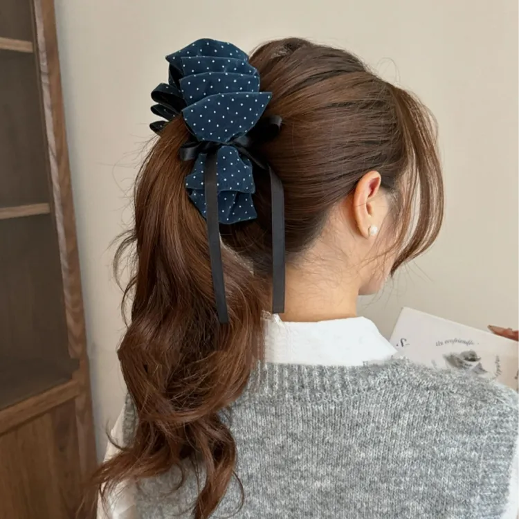 法式复古丝绒叠层蝴蝶结扭扭夹香蕉夹马尾夹盘发夹抓夹飘带香蕉夹