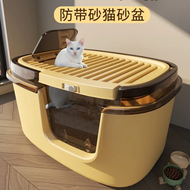 超大号猫砂盆巨无霸顶出式防外溅缅因猫厕所封闭式特大号专用屎盆
