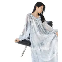 对白新中式串珠印花连衣裙款莱赛尔宽松轻薄度假长裙DYZB-FDQ170