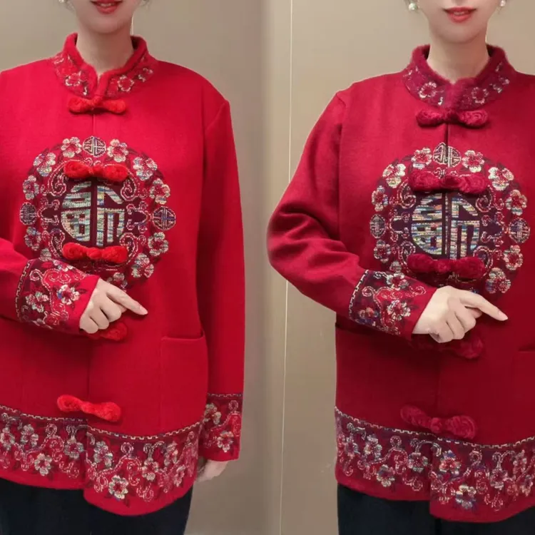 新款妈妈装布衣盘扣福字上衣老年人外套