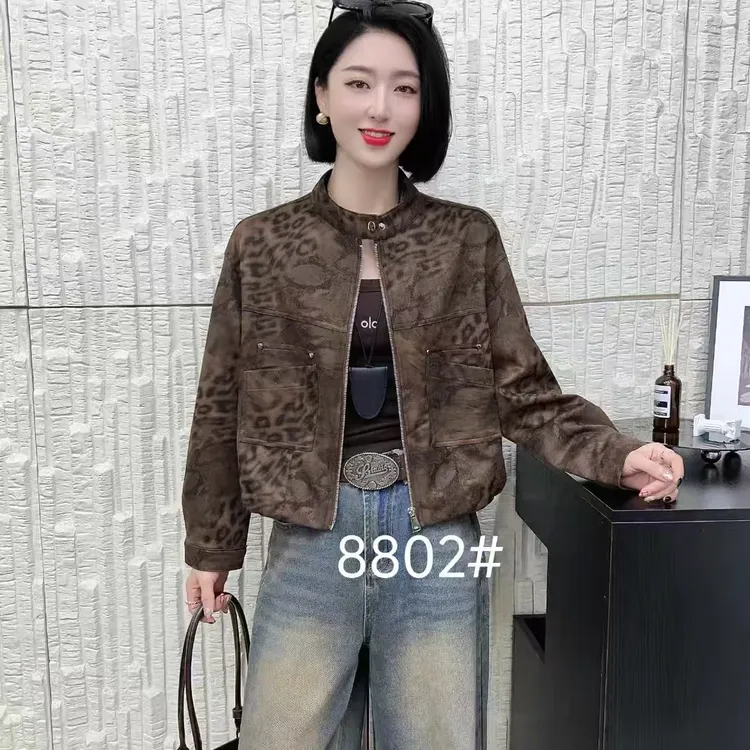 2025新品气质女士短款豹纹时尚外套88802