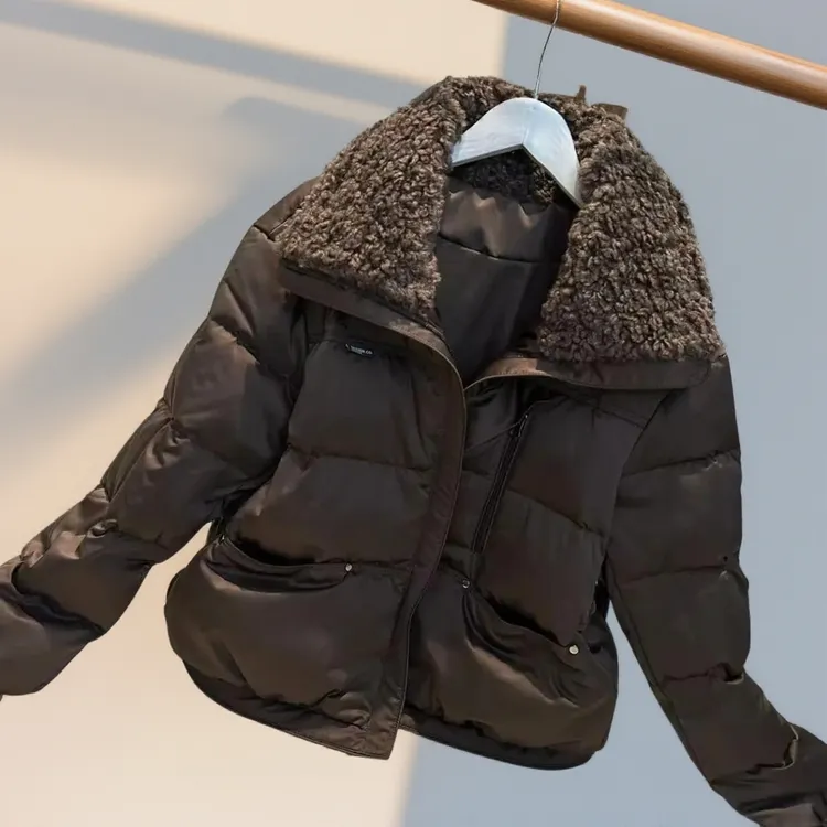 《姚家优麦汇》Y7513冬款翻毛领棉服外套百搭休闲韩系女款