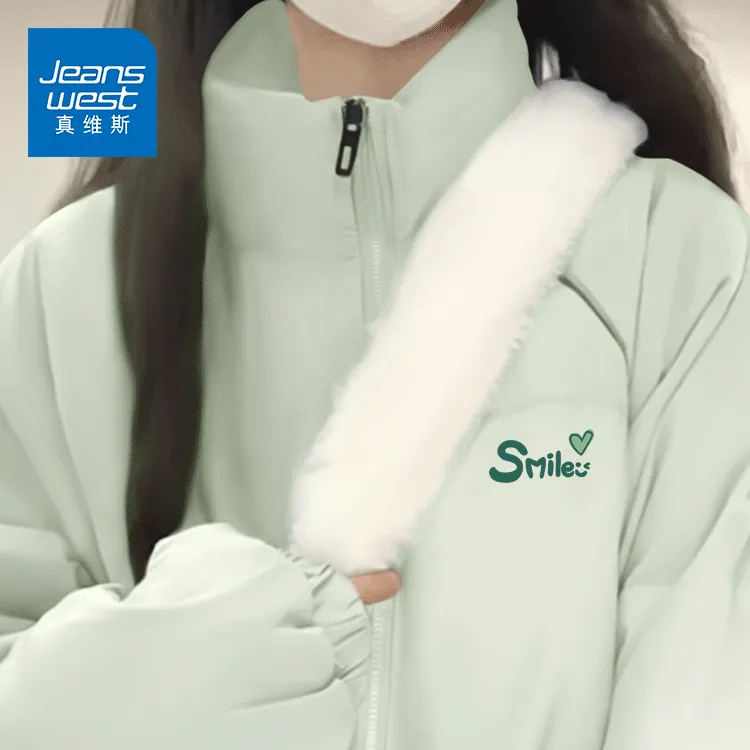 真维斯 棉服男女同款冬天夹棉加厚立领面包服青少年保暖棉袄外套