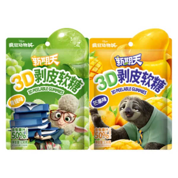 (26年6月到期)新期天疯狂动物城联名3D剥皮软糖青提/芒果130g*3袋