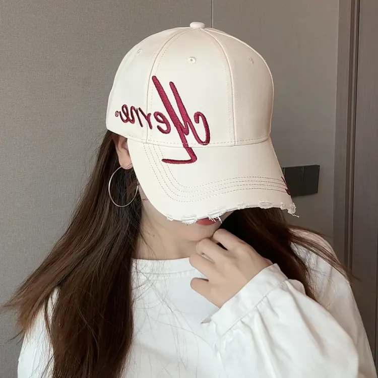 硬顶鸭舌帽女春夏季刺绣字母大头围黑色棒球帽子百搭大头围显脸小