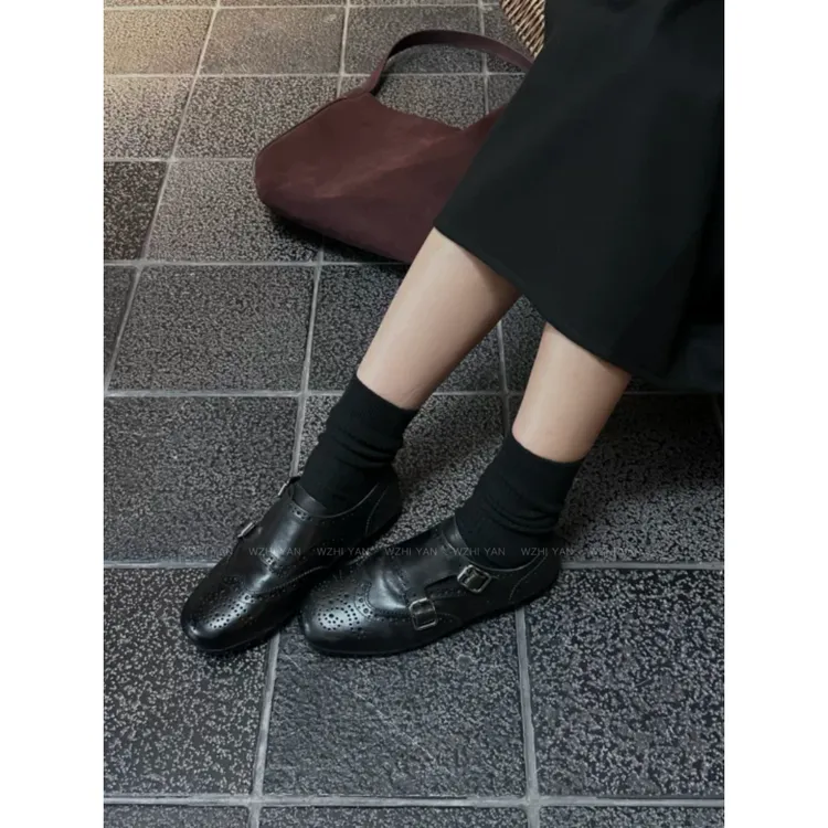 【黑雾】“高定马皮”高质量奢感平底舒适小皮鞋10194