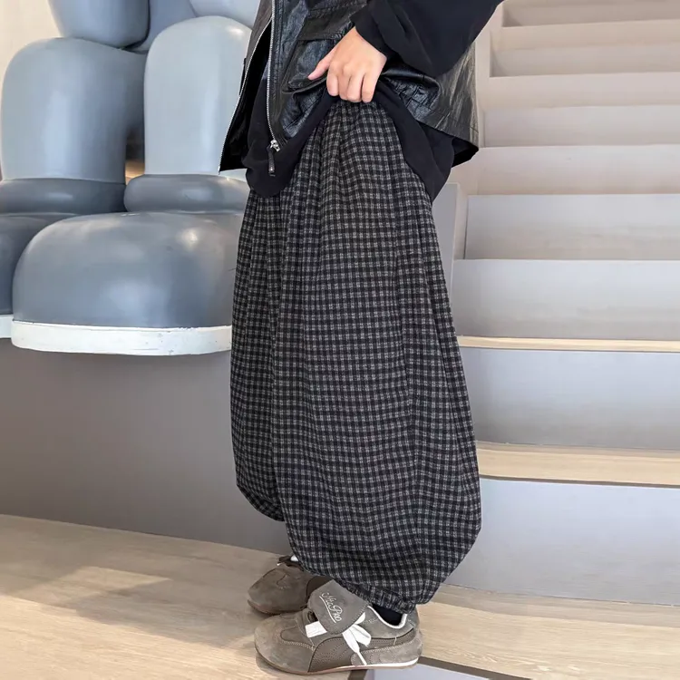 男童秋装格子裤2025新款中大儿童裤子春秋款休闲运动裤男孩秋季潮