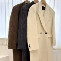 2025冬季全新意大利工艺拉毛苏力羊驼翻领西服长款宽松厚大衣外套