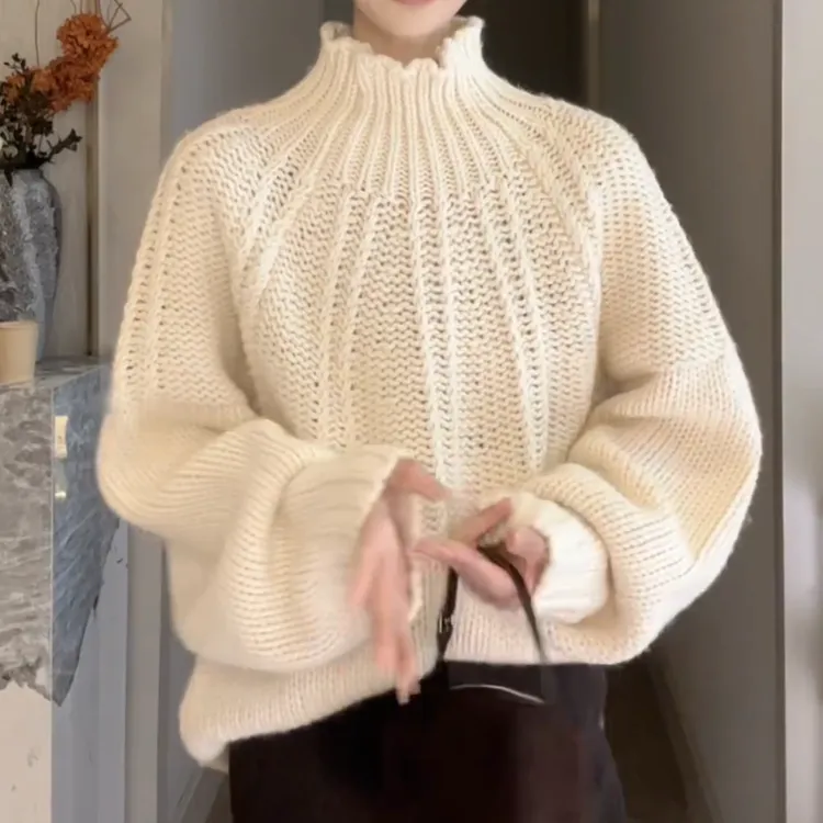 2026新款韩系百搭显瘦针织衫气质高领麻花毛衣LK2509377