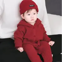 连体衣套头爬服A类韩版哈衣红色可爱风婴儿秋冬