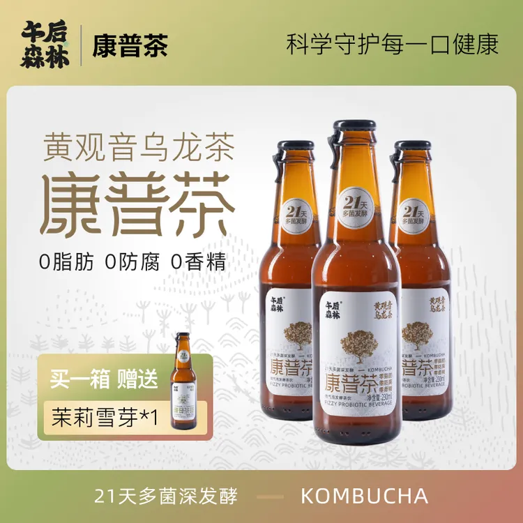 午后森林 康普茶 发酵气泡茶 黄观音乌龙茶 益生菌茶多酚230ml/瓶