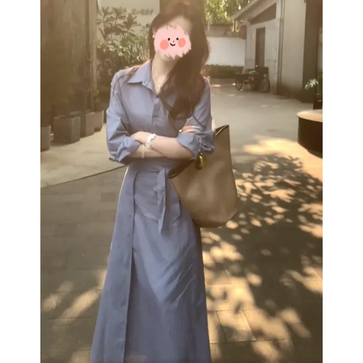 2025新款清爽夏日天蓝色设计感套装气质防晒休闲衬衫半裙两件套