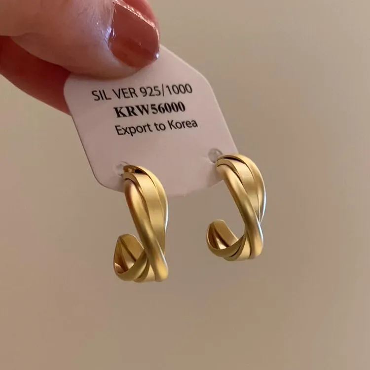 合金耳饰 适合方圆脸_复古哑光金色耳圈法式圈圈耳环耳饰女高级感