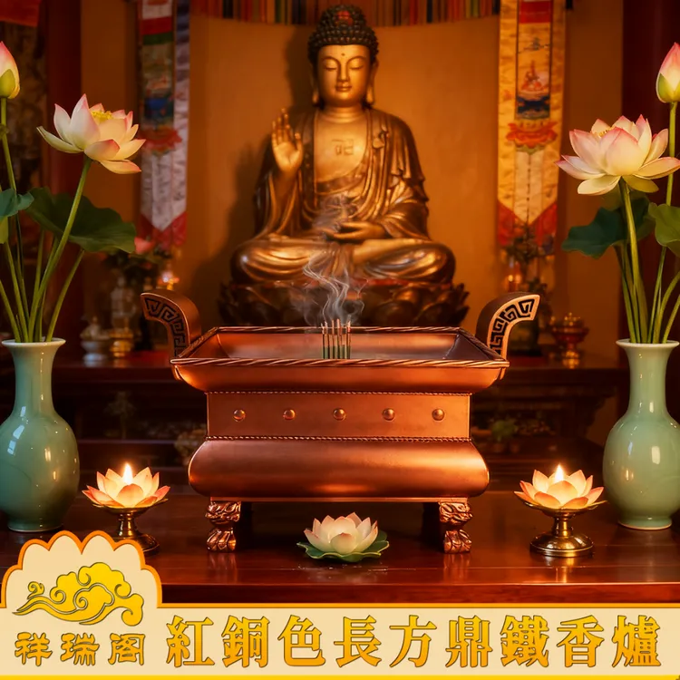 烫金铸铁凤凰香炉室内供佛长方形古风清仓宫廷风香炉家用供奉插香