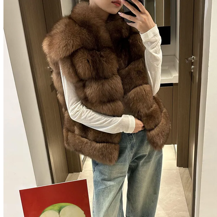 人造皮草 新款高级感时髦环保毛外套女时尚显瘦加厚马甲皮草女冬