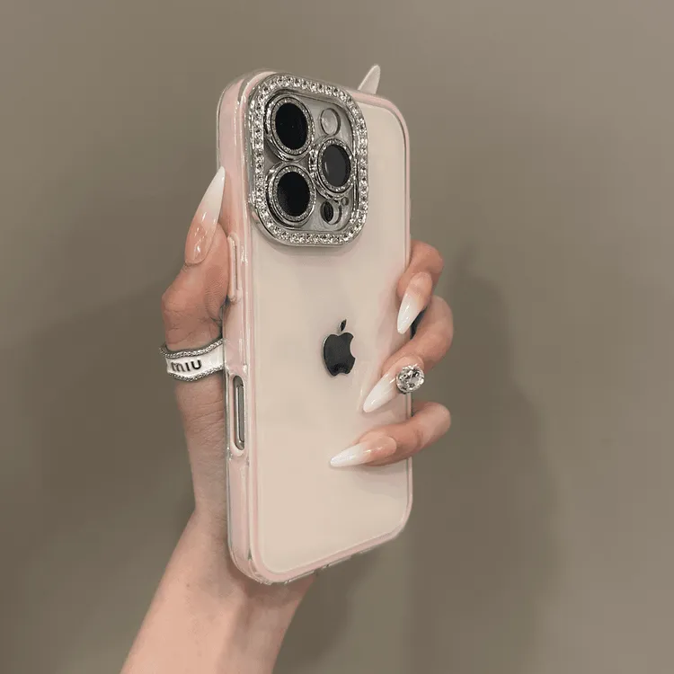 粉嫩嫩果冻纯色适用iPhone16promax手机壳闪粉镜15可爱14Pro/13