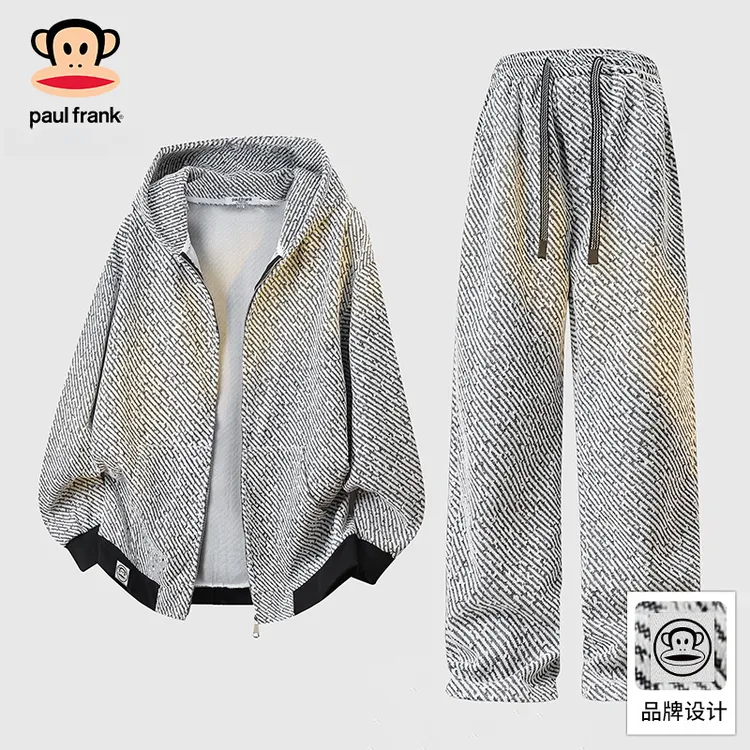 PaulFrank/大嘴猴美式连帽卫衣休闲裤穿搭男2025秋季宽松运动套装