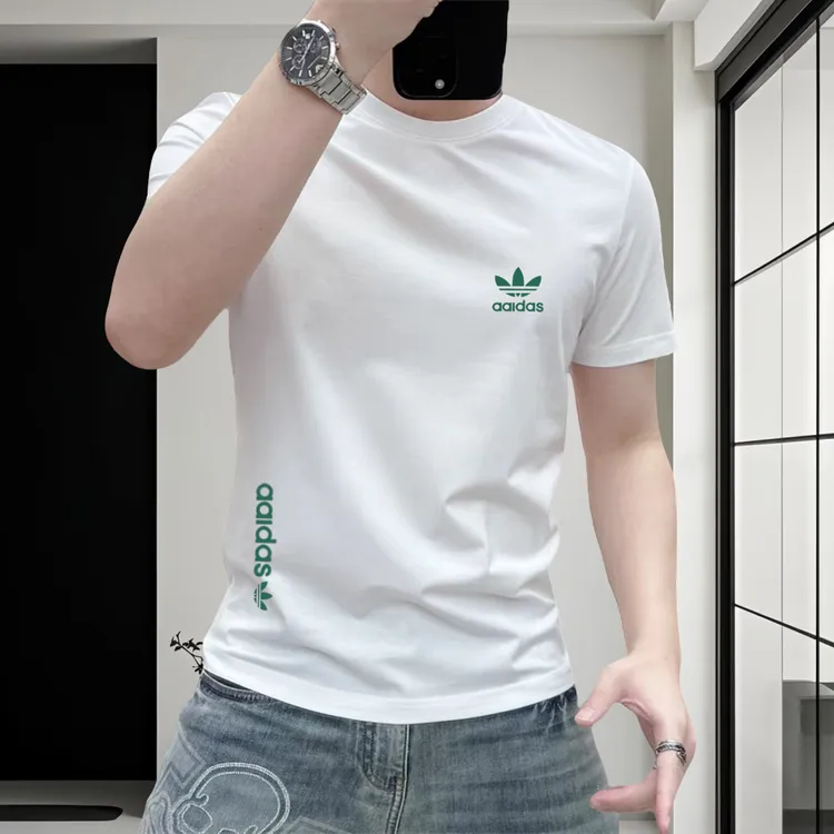 夏季新款潮牌纯棉短袖T恤休闲修身正肩圆领男士半袖欧美风运动t恤